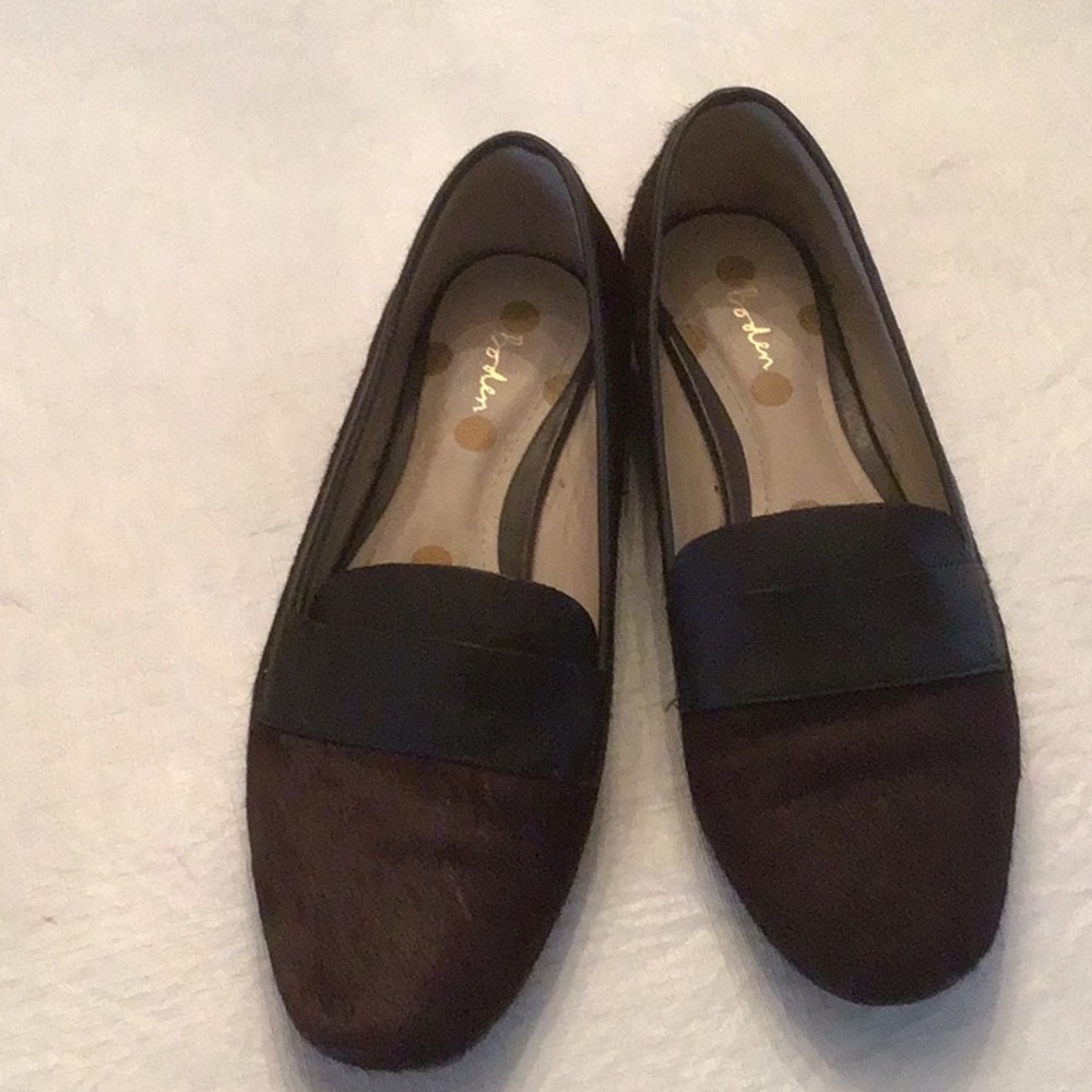 Boden burgundy pony hair flats